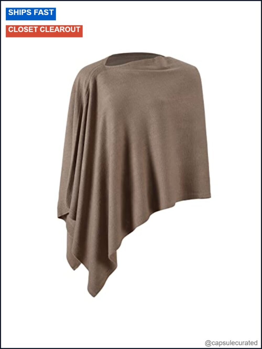 Lightweight Faux Cashmere Knitted Poncho Shawl Wrap Scarf Cape